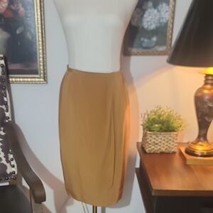 Mary Annrestivo From Nieman Marcus 100% Silk Classic Pencil Skirt in Mustard